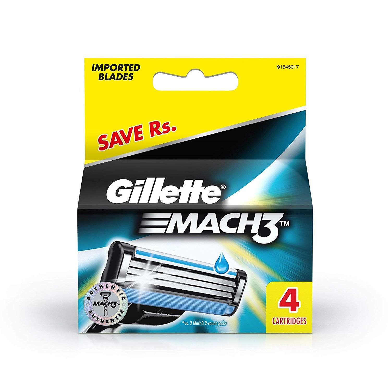 Gillette Mach 3 Manual Shaving Razor Blades 4s Pack Cartridge