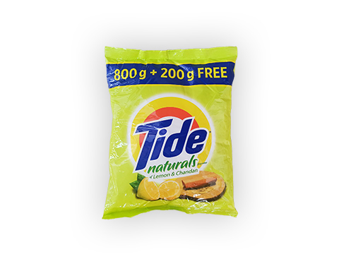 Tide Naturals Lemon & Chandan Detergent Powder 800g +200g Free