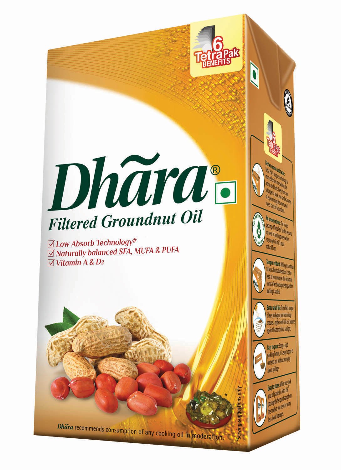 Dhara Filtered Groundnut Oil 1Ltr Tetra Pack