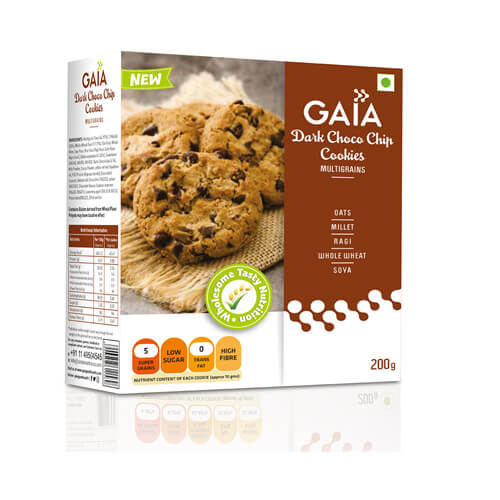 Gaia Dark Choco Chips Cookies 200g