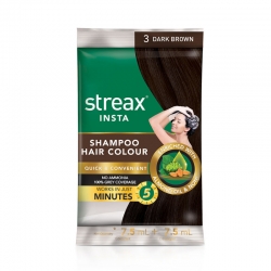 Streax Insta Shampoo Hair Colour 3 Dark Brown 1Pcs