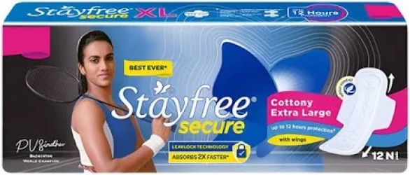 Stayfree Secure Extra Large With Wings 12 Pads