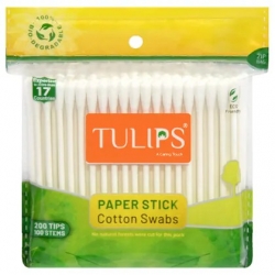 Tulips Paper Stick Cotton Swabs 100Pcs Pouch
