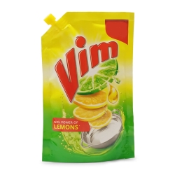 Vim With Power Of Lemons Dishwash Liquid 130ml Pouch
