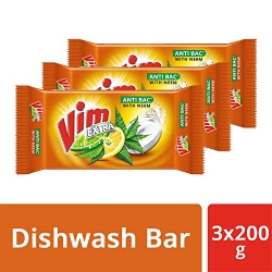 Vim Extra Anti Bac With Neem Diswash Bar 3x200g