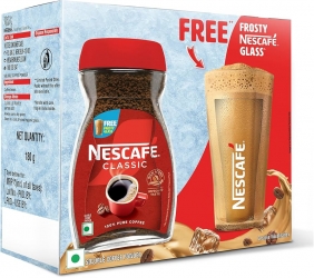 Nescafe Classic Coffee 180g Free Frosty Glass